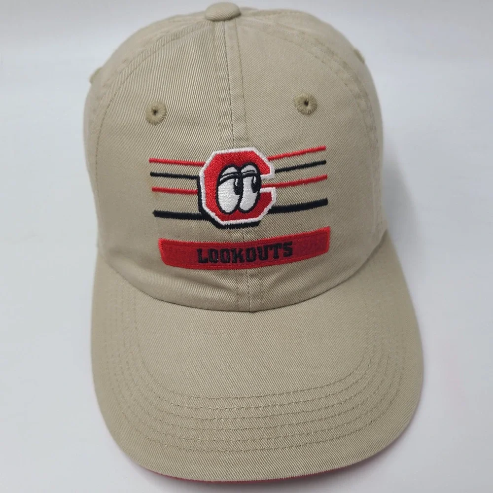 Youth Chattanooga Lookouts Hat Adjustable Outdoor Cap Beige Red MiLB Baseball